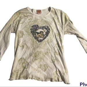 Vintage y2k cherub baby quarter sleeve top